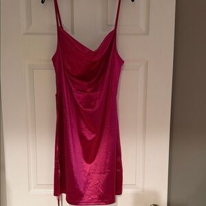 Sleek Pink Satin Dress